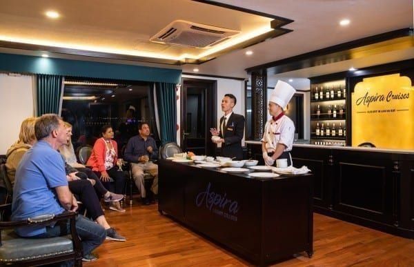 Cooking class run by the Aspira Cruise chef
